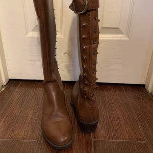 Tall brown equestrian style boots